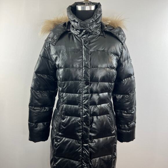 Frieda & Freddies Black Long Sleeve Zip & Button Up Fur Trim Puffer Coat 36 - Picture 8 of 10